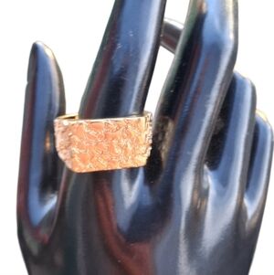 Vintage Textured Gold-Plated Steel Men’s Signet Ring